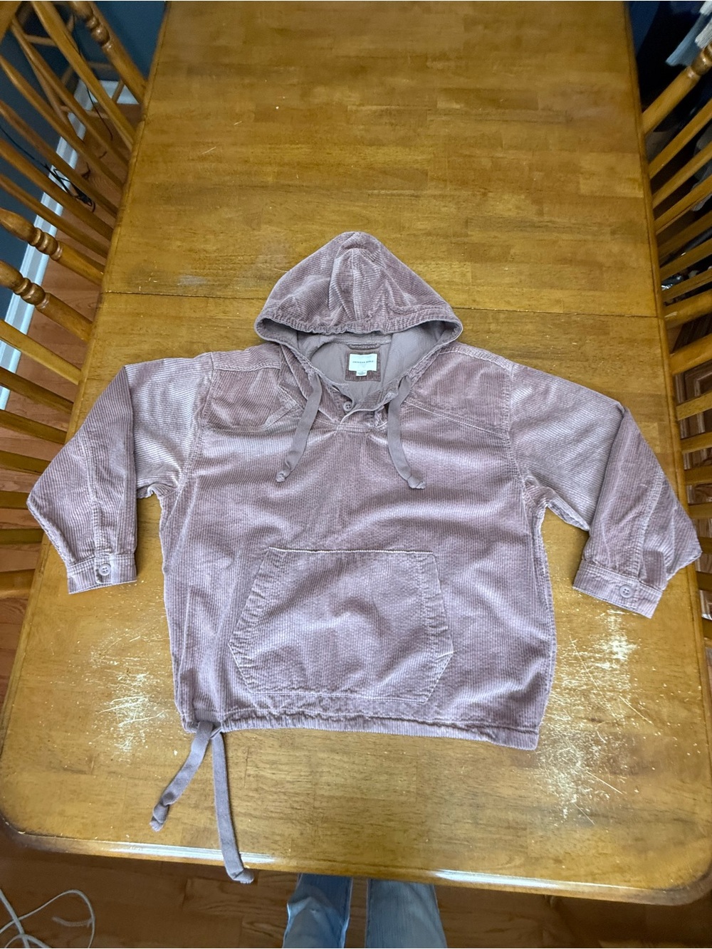 American Eagle Outfitters Kids Corduroy Hooded Pullover in Dusty Mauve